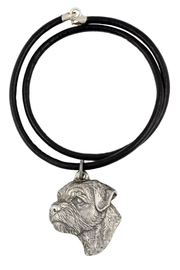 Border Terrier - halsband med en hund, silverpläterat hänge för en hundfantast, unika Art-Dog-smycken