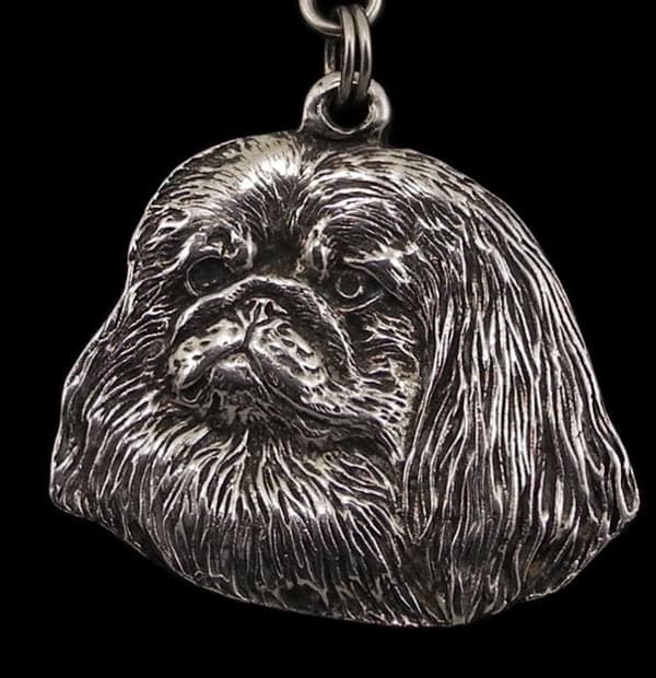 Pekingese - kaulakoru koiran kanssa, hopeoitu riipus koirafanille, ainutlaatuiset Art-Dog korut