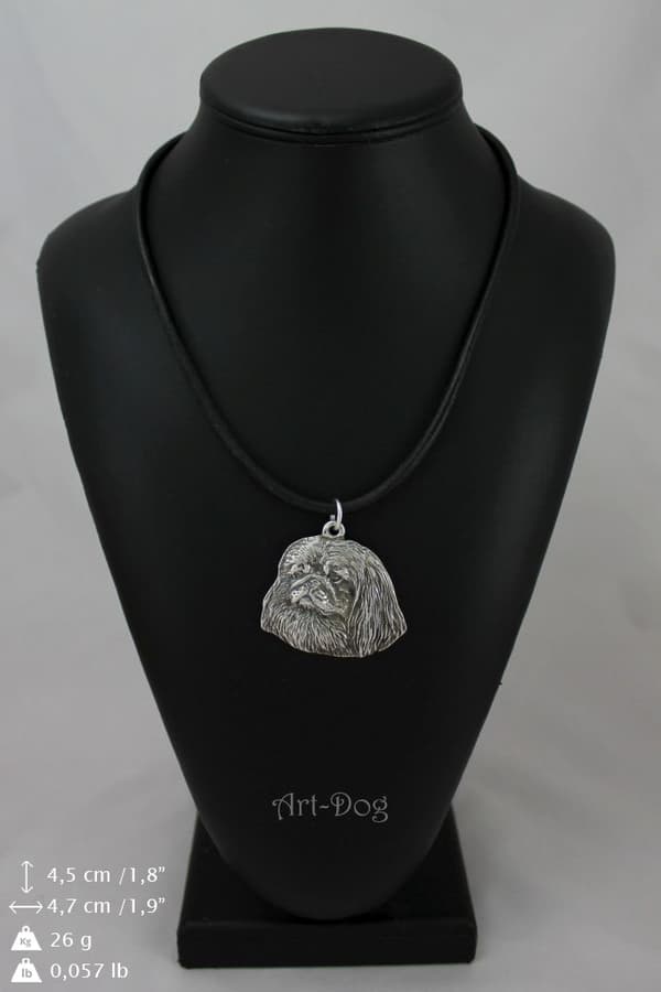 Pekingese - kaulakoru koiran kanssa, hopeoitu riipus koirafanille, ainutlaatuiset Art-Dog korut