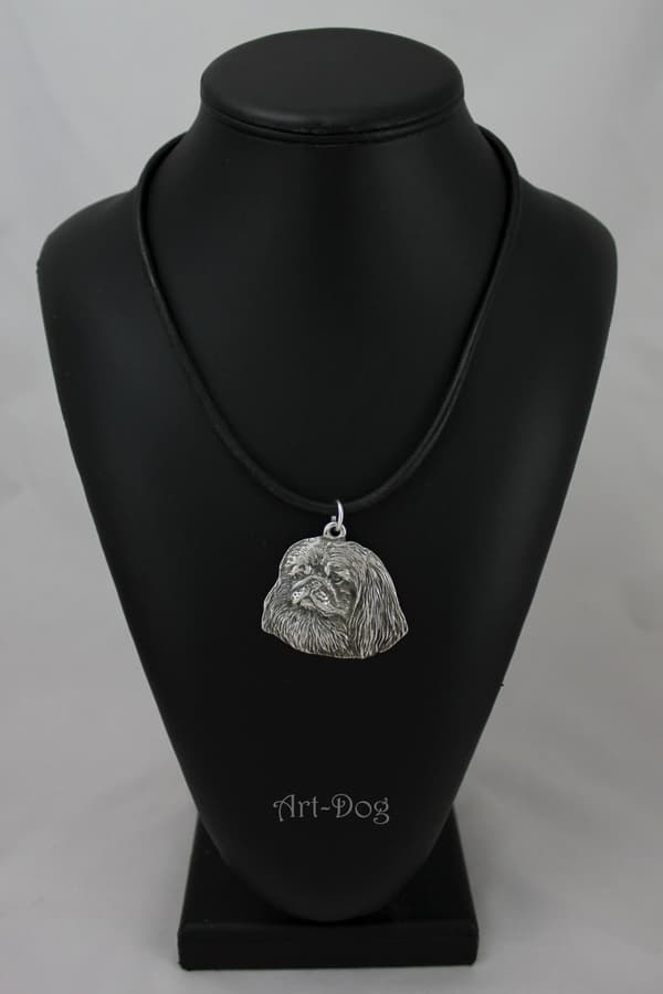 Pekingese - kaulakoru koiran kanssa, hopeoitu riipus koirafanille, ainutlaatuiset Art-Dog korut