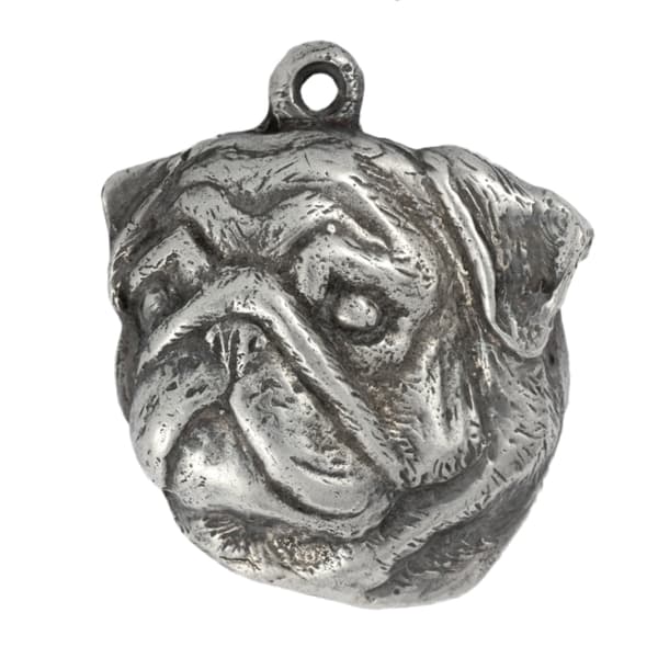 Mopsi, Mopsi, Carlin II - koiran kaulakoru, hopeoitu riipus koirafanille, ainutlaatuiset Art-Dog korut