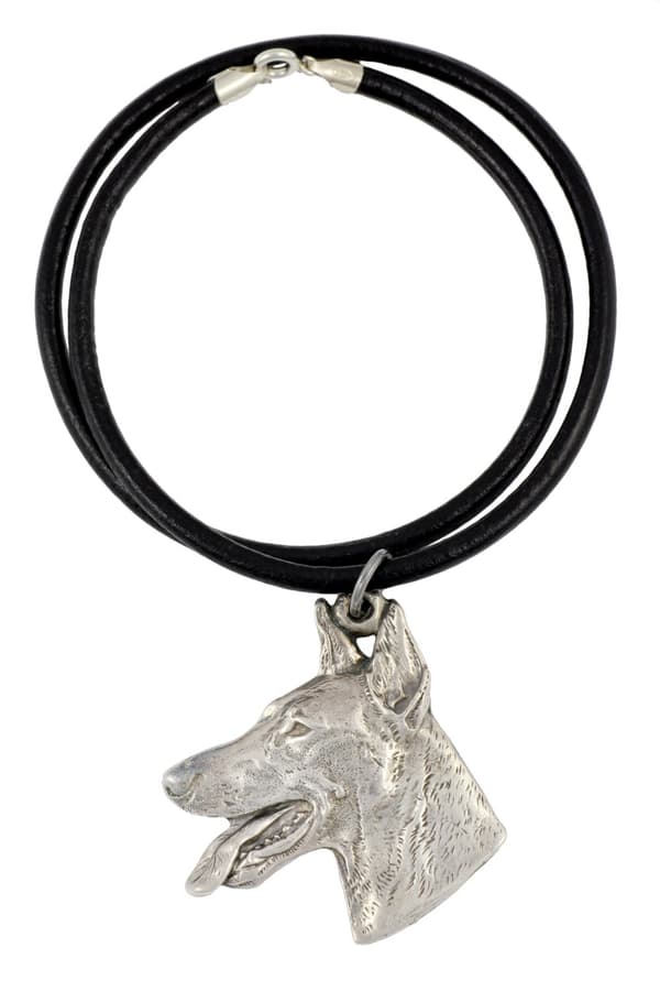 Doberman, Dobermann - halsband med hund, silverpläterat hänge för en hundfantast, unika Art-Dog smycken