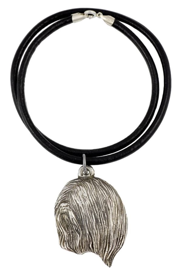 Lhasa Apso - kaulakoru koiralla, hopeoitu riipus koirafanille, ainutlaatuiset Art-Dog-korut