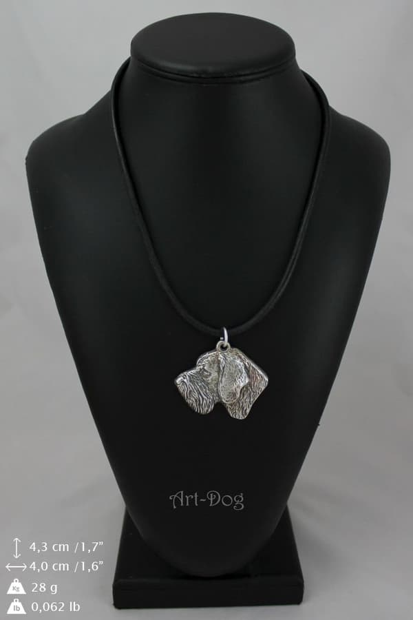 German Wirehaired Pointer, Drahthaar - halsband med en hund, silverpläterat hänge för en hundfantast, unika Art-Dog-smycken