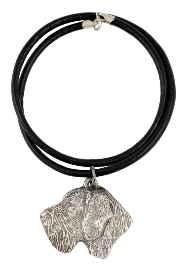 German Wirehaired Pointer, Drahthaar - halsband med en hund, silverpläterat hänge för en hundfantast, unika Art-Dog-smycken