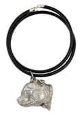 Miniatyrbild 1 av 7: Staffordshire Bull Terrier, Staffik, Staffi III - halsband med en hund, silverpläterat hänge för en hundfantast, unika Art-Dog-smycken