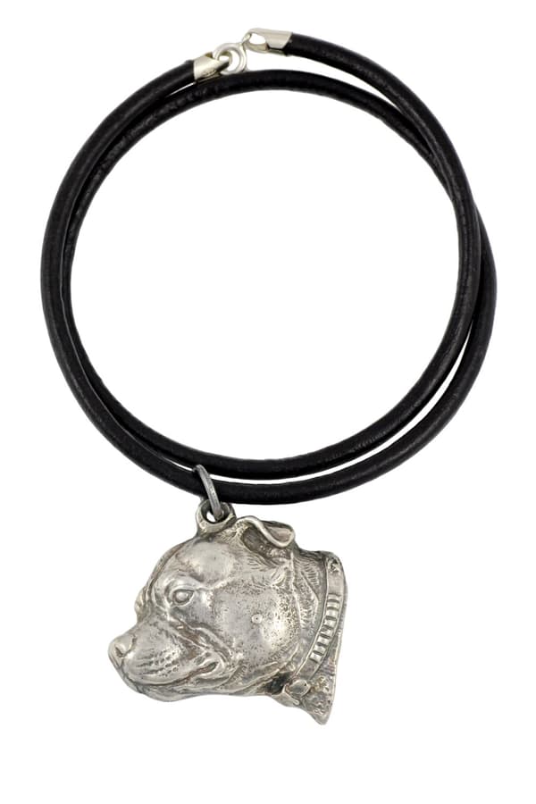 Staffordshire Bull Terrier, Staffik, Staffi III - halsband med en hund, silverpläterat hänge för en hundfantast, unika Art-Dog-smycken