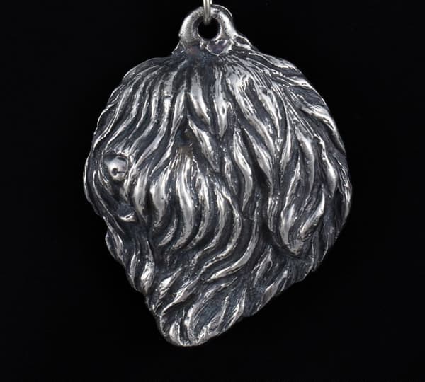 Polish Lowland Sheepdog, PON - halsband med en hund, silverpläterat hänge för en hundfantast, unika Art-Dog-smycken