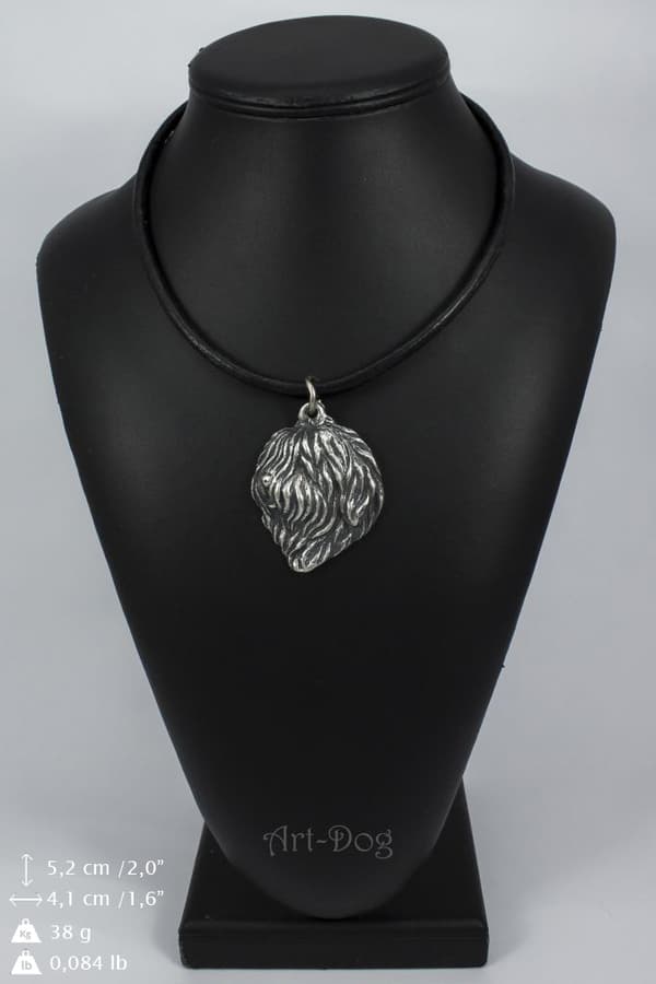 Polish Lowland Sheepdog, PON - halsband med en hund, silverpläterat hänge för en hundfantast, unika Art-Dog-smycken