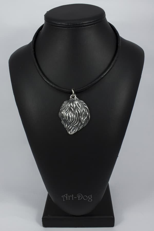 Polish Lowland Sheepdog, PON - halsband med en hund, silverpläterat hänge för en hundfantast, unika Art-Dog-smycken
