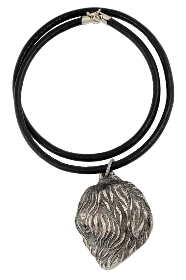 Polish Lowland Sheepdog, PON - halsband med en hund, silverpläterat hänge för en hundfantast, unika Art-Dog-smycken