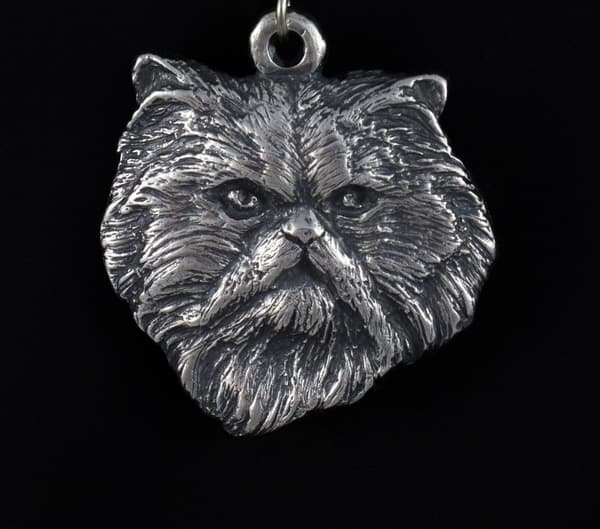 Persiskt - halsband med en katt, silverpläterat hänge för en kattfantast, unika Art-Dog-smycken