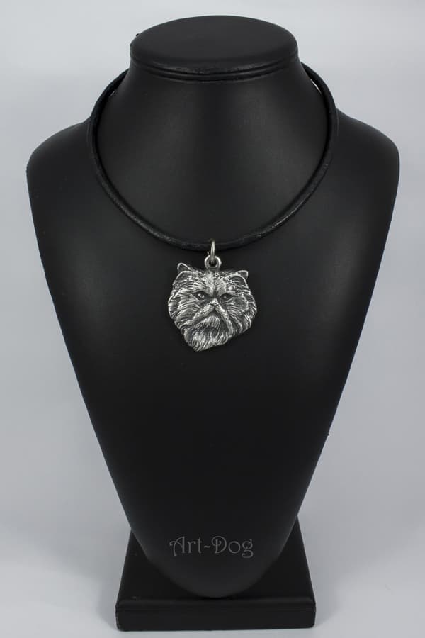 Persiskt - halsband med en katt, silverpläterat hänge för en kattfantast, unika Art-Dog-smycken