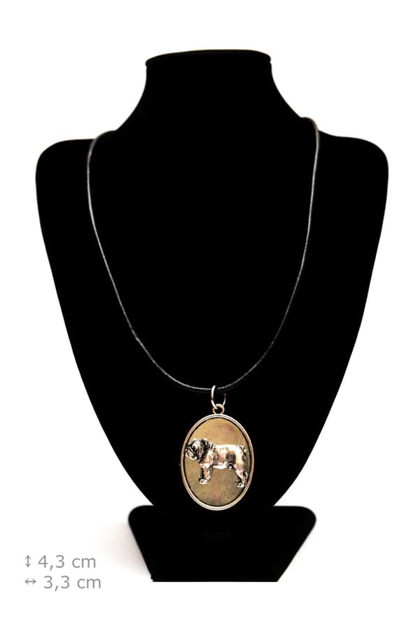 Engelsk bulldog, Bulldog I - halsband med hund, hänge för hundmamma, unika Art-Dog smycken
