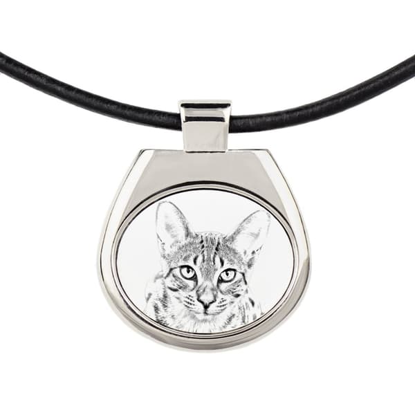 Egyptisk Mau-katt - halsband med en katt, personligt hänge med foto, unikt halsband för kvinnor och män av Art-Dog