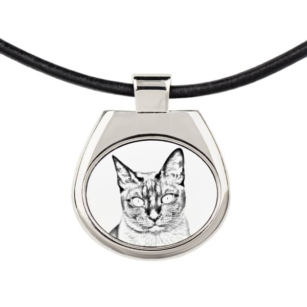 Tonkinese cat - kaulakoru kissan kanssa, henkilökohtainen riipus valokuvalla, ainutlaatuinen kaulakoru naisille ja miehille Art-Dogilta