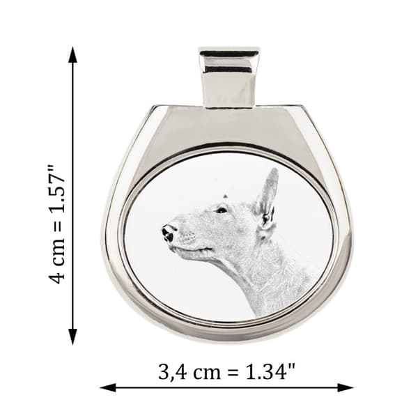 Bullterrieri, Bullterrieri - kaulakoru koiran kanssa, persoonallinen riipus valokuvalla, Art-Dogin ainutlaatuinen kaulakoru naisille ja miehille