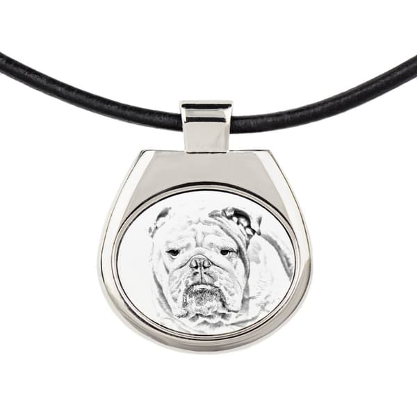 Engelsk Bulldog, Bulldog - halsband med en hund, personligt hänge med foto, unikt halsband för kvinnor och män av Art-Dog