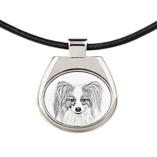 Papillon, Continental Spaniel - halsband med en hund, personligt hänge med foto, unikt halsband för kvinnor och män av Art-Dog