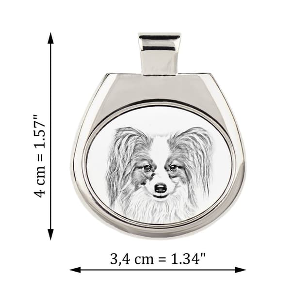 Papillon, Continental Spaniel - halsband med en hund, personligt hänge med foto, unikt halsband för kvinnor och män av Art-Dog