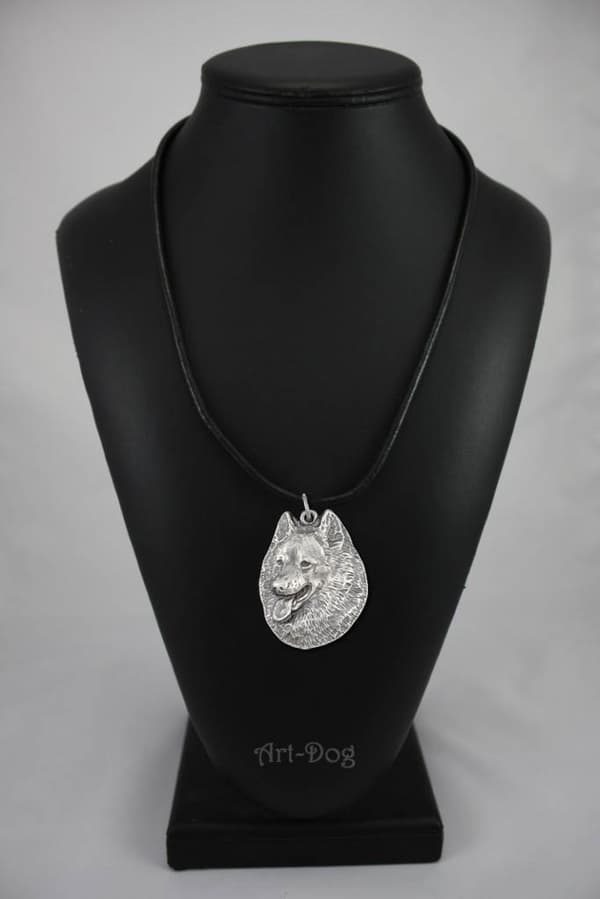 Spitz - halsband med en hund, silverpläterat hänge för en hundfantast, unika Art-Dog-smycken