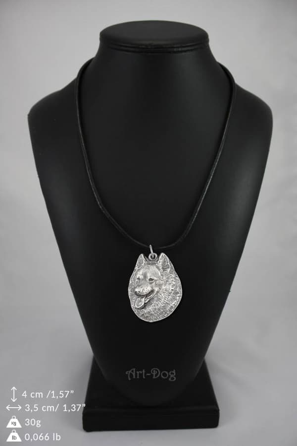 Spitz - halsband med en hund, silverpläterat hänge för en hundfantast, unika Art-Dog-smycken