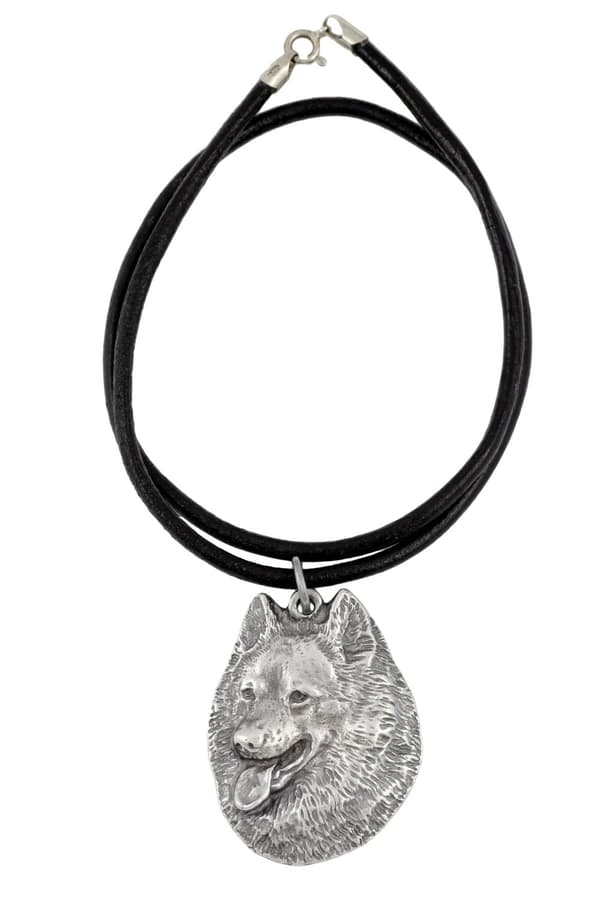 Spitz - halsband med en hund, silverpläterat hänge för en hundfantast, unika Art-Dog-smycken