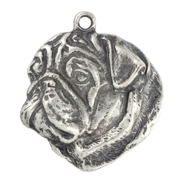 Mops, Mops, Carlin IV - hundhalsband, silverpläterat hänge för en hundfantast, unika Art-Dog-smycken