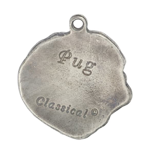 Mops, Mops, Carlin IV - hundhalsband, silverpläterat hänge för en hundfantast, unika Art-Dog-smycken