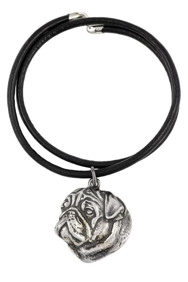 Mops, Mops, Carlin IV - hundhalsband, silverpläterat hänge för en hundfantast, unika Art-Dog-smycken
