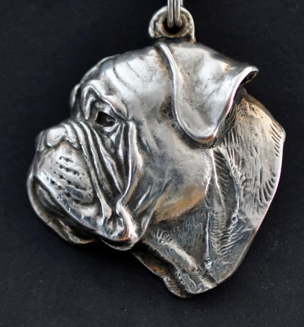 Bullmastiff, Bulmastiff IV - halsband med en hund, silverpläterat hänge för en hundfantast, unika Art-Dog-smycken