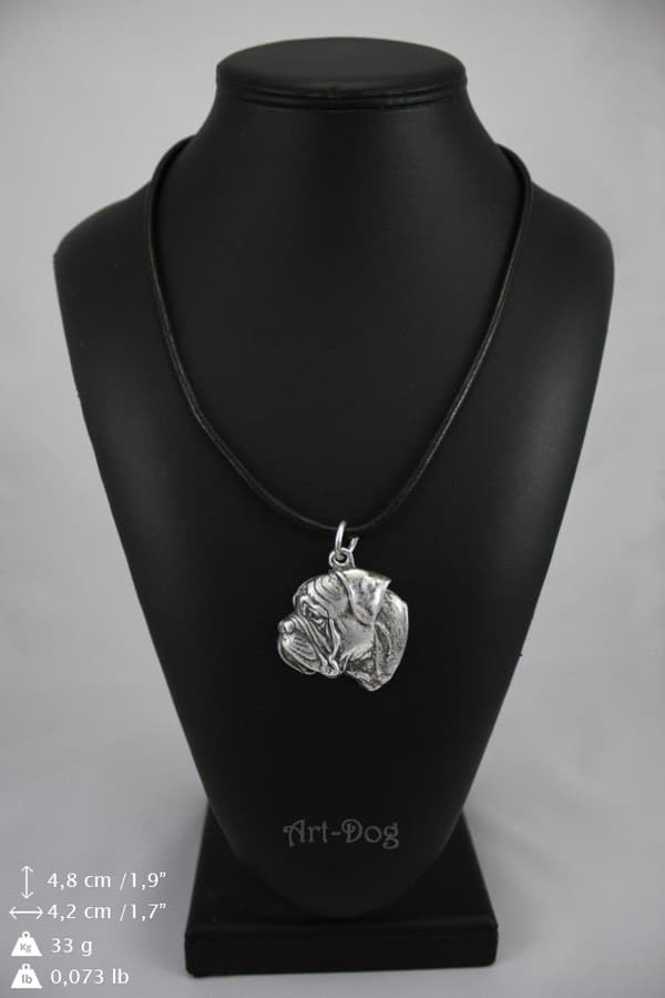 Bullmastiff, Bulmastiff IV - halsband med en hund, silverpläterat hänge för en hundfantast, unika Art-Dog-smycken