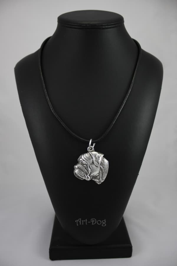 Bullmastiff, Bulmastiff IV - halsband med en hund, silverpläterat hänge för en hundfantast, unika Art-Dog-smycken