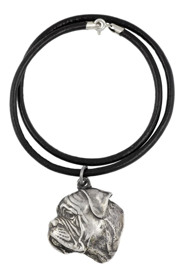 Bullmastiff, Bulmastiff IV - halsband med en hund, silverpläterat hänge för en hundfantast, unika Art-Dog-smycken