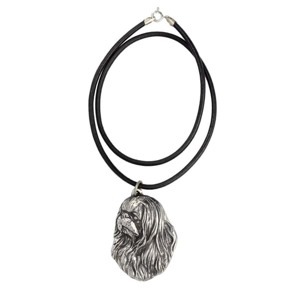 Japanese Chin, Japanese Spaniel - halsband med en hund, silverpläterat hänge för en hundfantast, unika Art-Dog-smycken