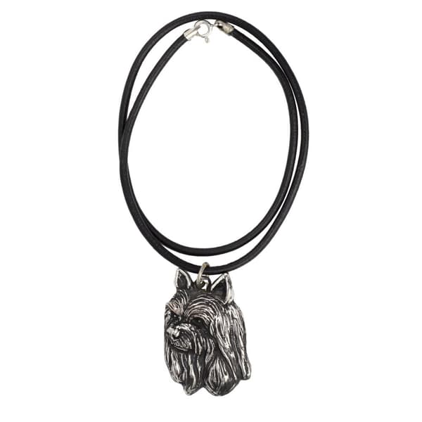 Silky terrier - halsband med en hund, silverpläterat hänge för en hundfantast, unika Art-Dog-smycken