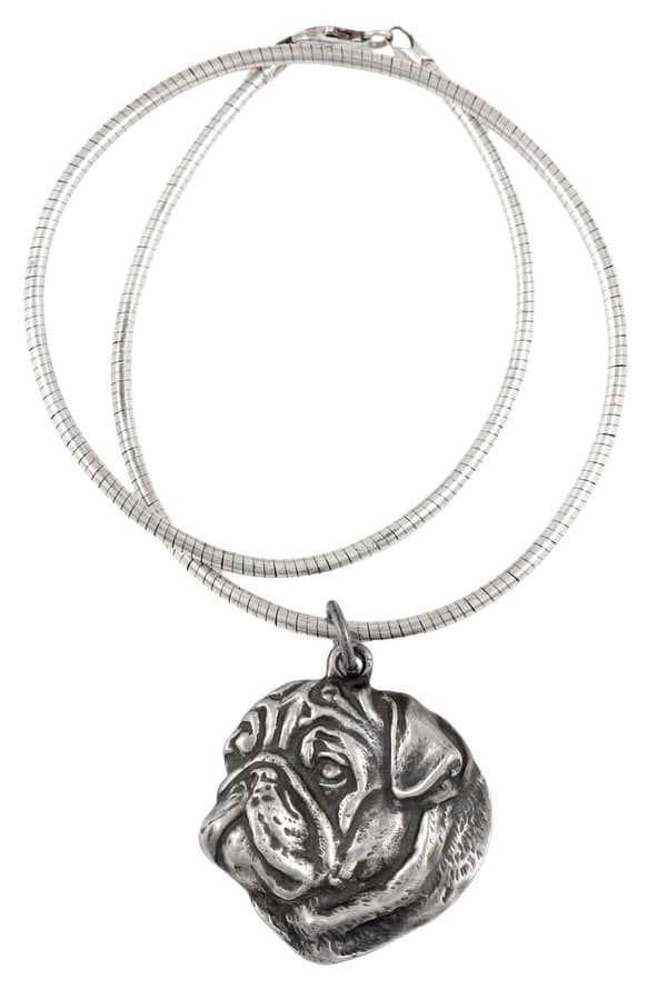 Pug, Pug, Carlin I - ett halsband med en hund, unika smycken för en hundfantast, ett unikt hänge på en orm av Art-Dog
