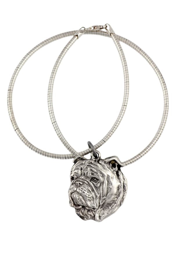 Engelsk bulldog, Bulldog I - halsband med en hund, unika smycken för en hundfantast, unikt hänge på en orm av Art-Dog