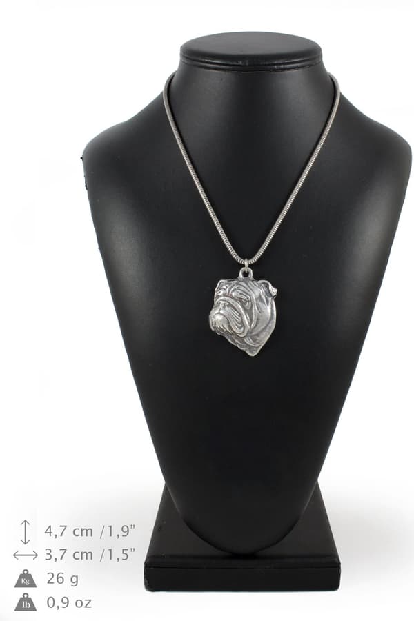 Engelsk Bulldog, Bulldog II - halsband med en hund, unika smycken för en hundfantast, unikt Art-Dog huggormshänge
