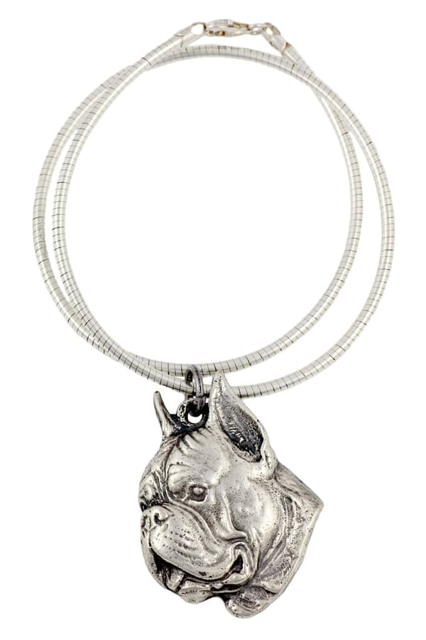 Boxer, Boxer II - halsband med en hund, unika smycken för en hundfantast, unikt hänge på en orm från Art-Dog