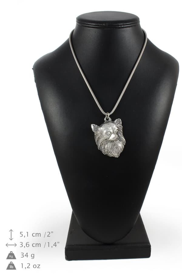 Långhårig Chihuahua - halsband med en hund, unika smycken för en hundfantast, unikt hänge på en orm av Art-Dog