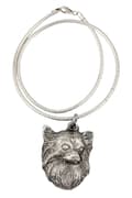 Miniatyrbild 1 av 9: Långhårig Chihuahua - halsband med en hund, unika smycken för en hundfantast, unikt hänge på en orm av Art-Dog