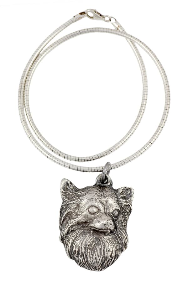 Långhårig Chihuahua - halsband med en hund, unika smycken för en hundfantast, unikt hänge på en orm av Art-Dog