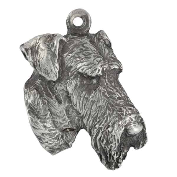 Airedale Terrier, Waterside Terrier - kaulakoru koiran kanssa, ainutlaatuiset korut koirafanille, ainutlaatuinen Art-Dogin riipus käärmeessä