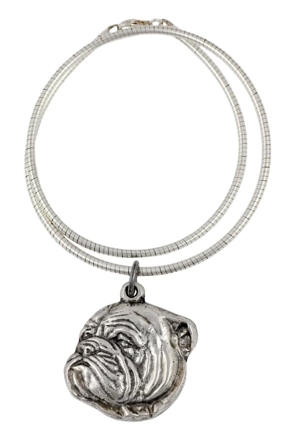 Engelsk Bulldog, Bulldog III - halsband med en hund, unika smycken för en hundfantast, unikt Art-Dog huggormshänge