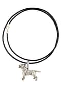 Miniatyrbild 1 av 5: Bull terrier, Bull Terrier I - halsband med hund, silverpläterat hänge för en hundälskare, subtila smycken från Art-Dog