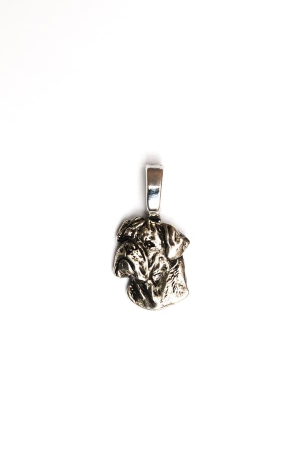 Bullmastiff, Bulmastiff I - halsband med en hund, silverpläterat hänge för en hundälskare, subtila smycken från Art-Dog