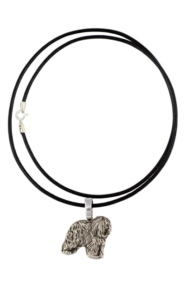 Polish Lowland Sheepdog, PON - halsband med en hund, silverpläterat hänge för en hundälskare, subtila smycken från Art-Dog