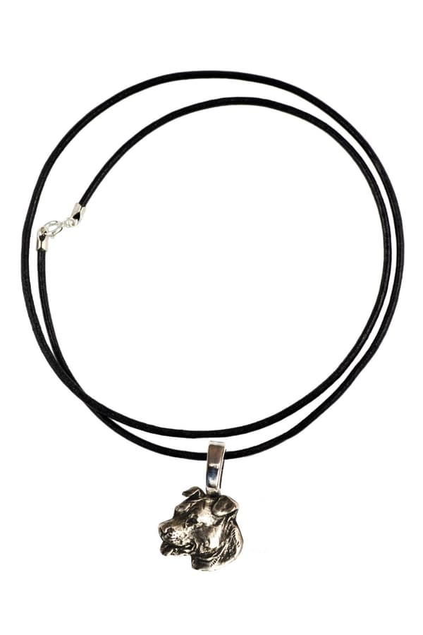 American Staffordshire terrier, Amstaff, Amstaf - halsband med en hund, silverpläterat hänge för en hundälskare, subtila smycken av Art-Dog