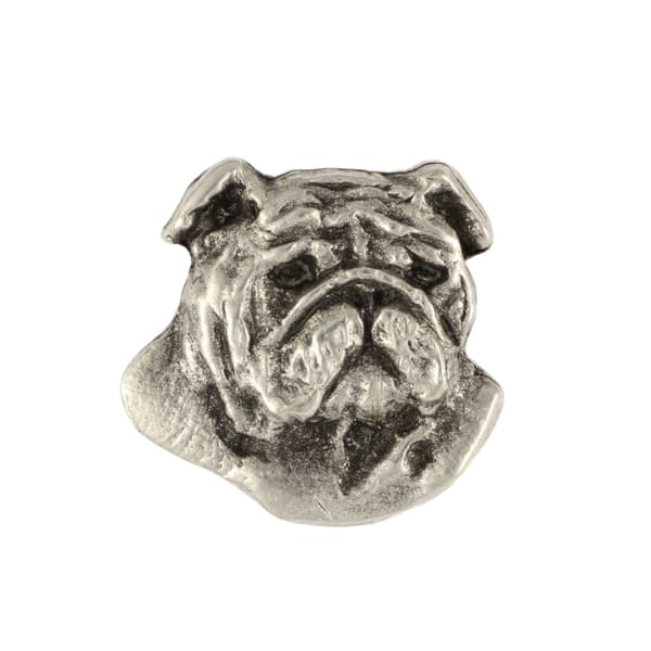 Engelsk bulldog, Bulldog II - halsband med hund, silverpläterat hänge för en hundälskare, subtila smycken av Art-Dog